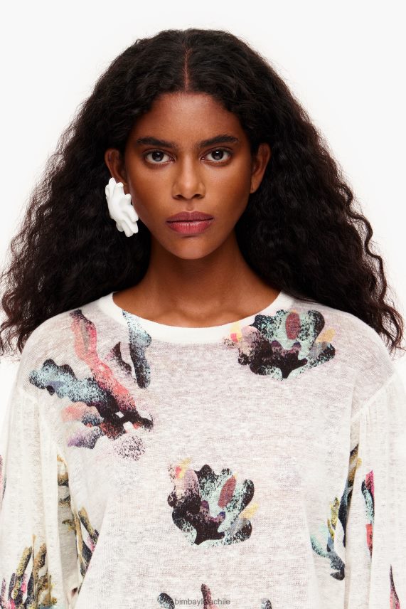 Bimba Y Lola jersey de lino con estampado coral PT6884353 ropa Marfil