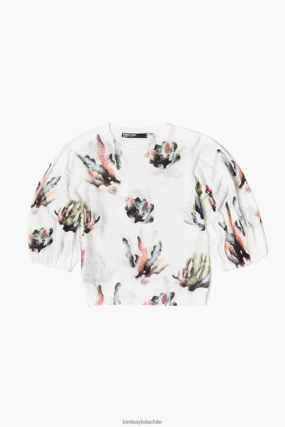 Bimba Y Lola jersey de lino con estampado coral PT6884353 ropa Marfil
