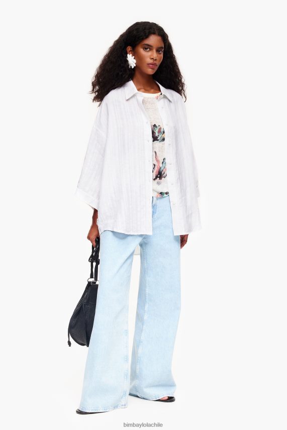 Bimba Y Lola jersey de lino con estampado coral PT6884353 ropa Marfil