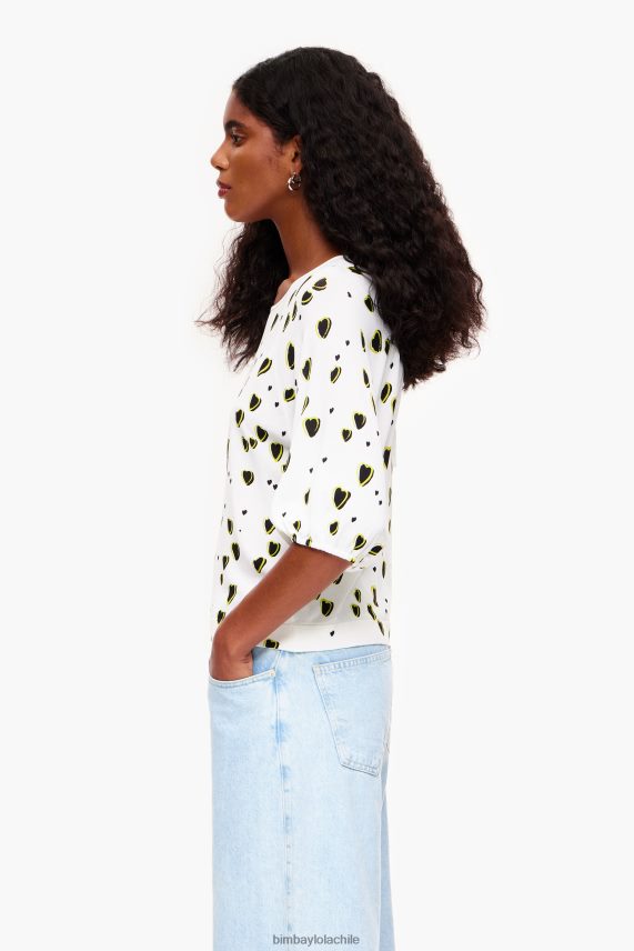 Bimba Y Lola jersey de lino con estampado de corazones pequeños PT6884370 ropa Marfil