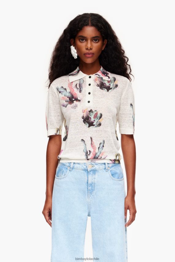 Bimba Y Lola playera tipo polo con estampado coral PT6884354 ropa Marfil