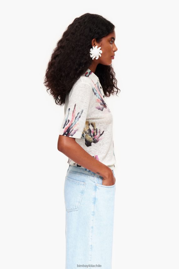 Bimba Y Lola playera tipo polo con estampado coral PT6884354 ropa Marfil