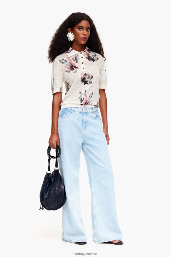 Bimba Y Lola playera tipo polo con estampado coral PT6884354 ropa Marfil