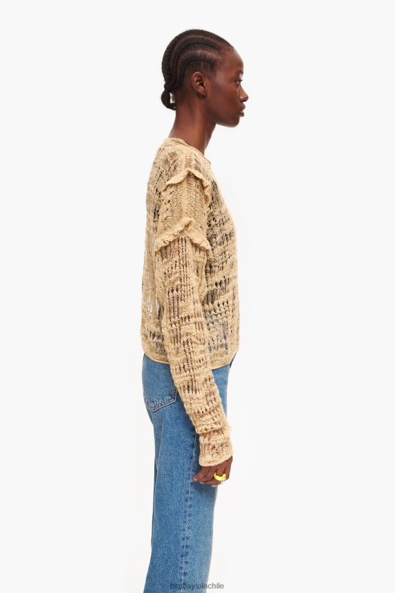 Bimba Y Lola suéter de lino de punto abierto PT6884362 ropa camello
