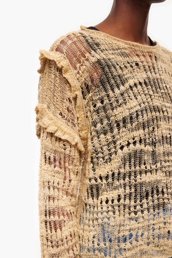 Bimba Y Lola suéter de lino de punto abierto PT6884362 ropa camello