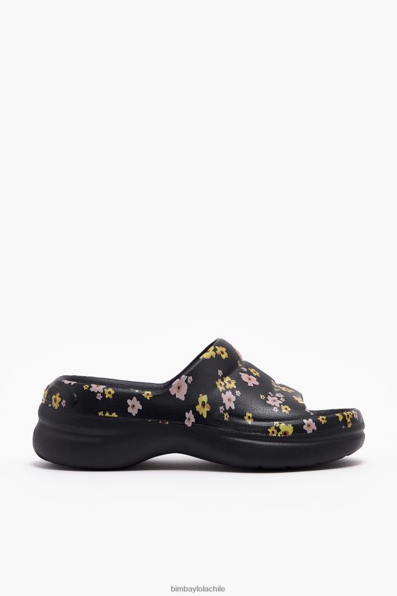 Bimba Y Lola chanclas con plataforma y estampado de flores acrílicas PT6884595 guerra de pies negro
