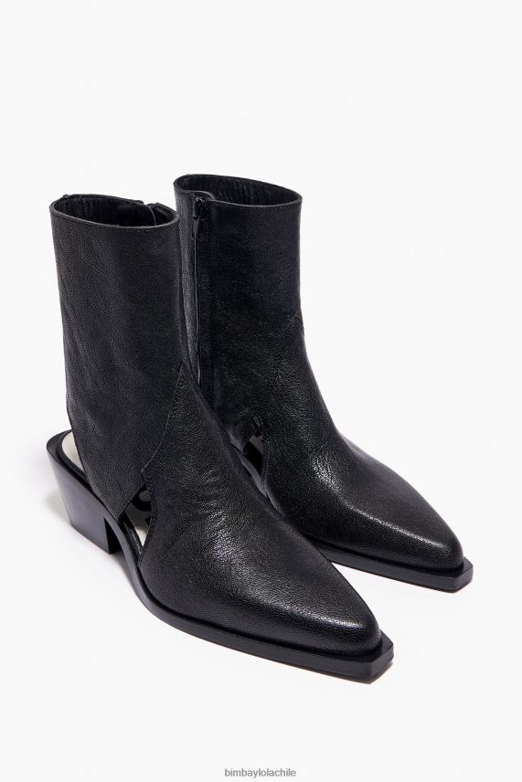 Bimba Y Lola botín de piel con aberturas PT6884600 guerra de pies negro