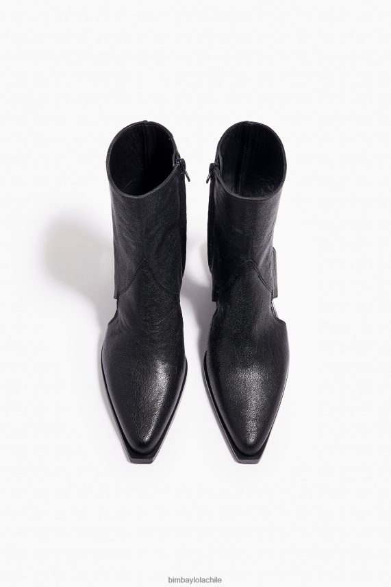 Bimba Y Lola botín de piel con aberturas PT6884600 guerra de pies negro