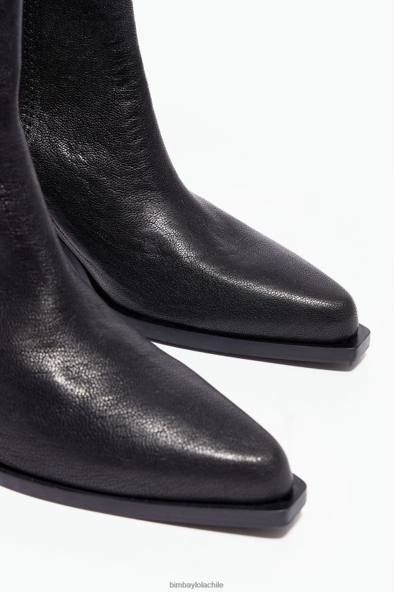 Bimba Y Lola bota vaquera de cuero PT6884601 guerra de pies negro