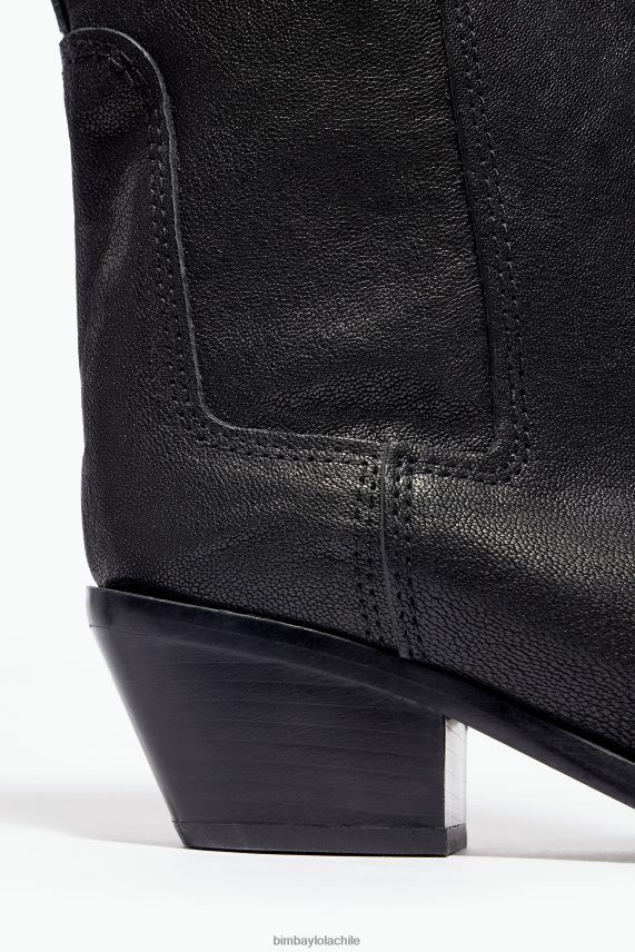 Bimba Y Lola bota vaquera de cuero PT6884601 guerra de pies negro